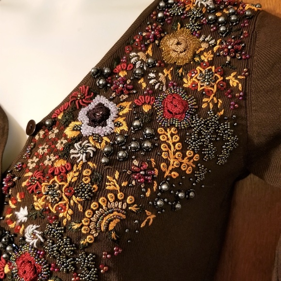 LouLou Beaded Embellished Floral Button Cardigan S - Picture 2 of 8